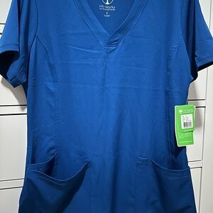 Healing Hands Blue V-Neck Scrub Top